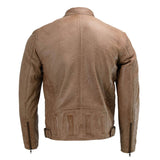 Men's Snap Tab Collar Saddle Leather Cafe Racer Jacket