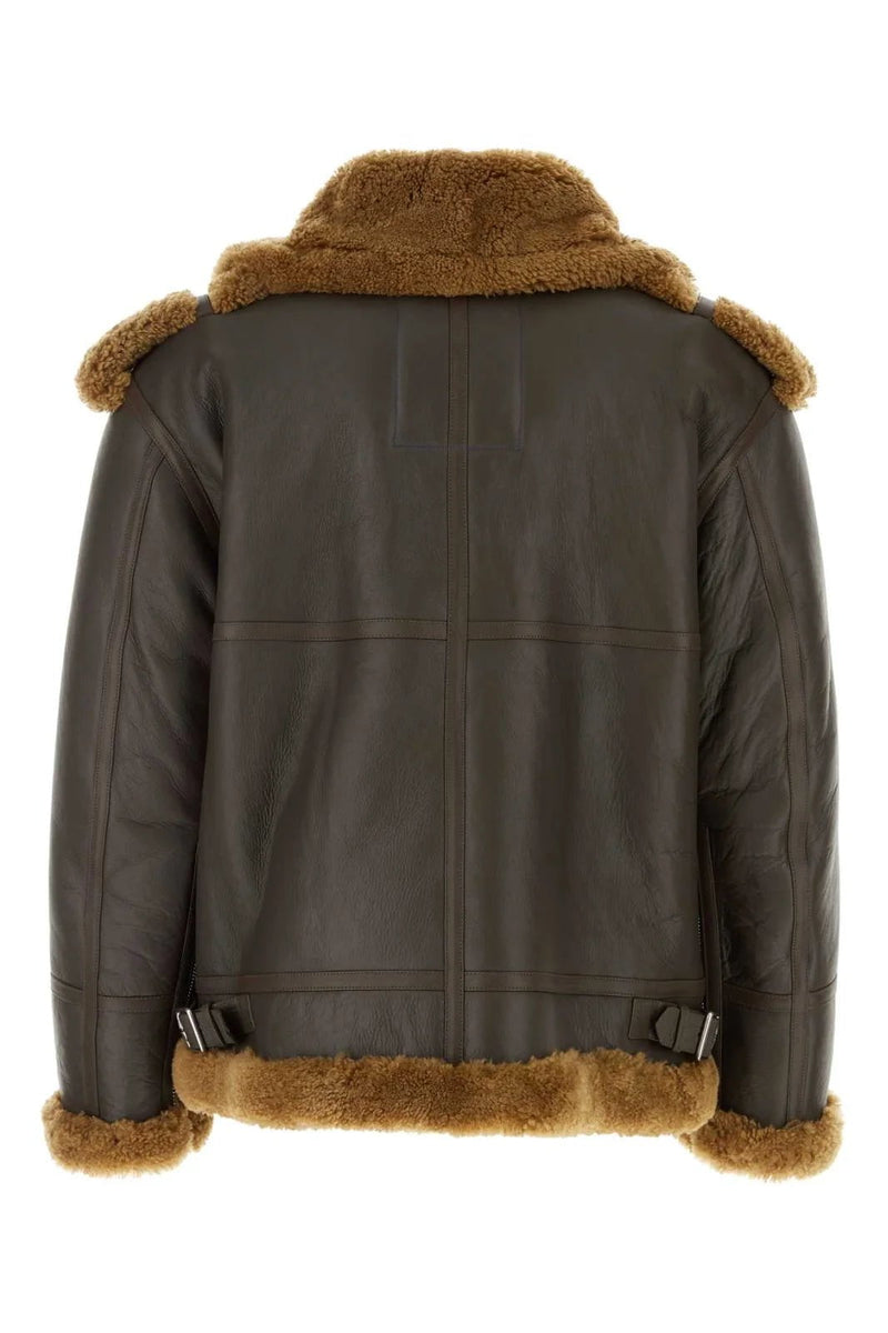 Brown B3 Bomber Leather Sherpa Jacket