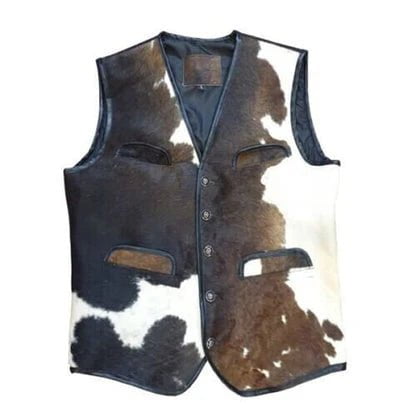 Men's Cow Skin Hair On Brown Leather Vest