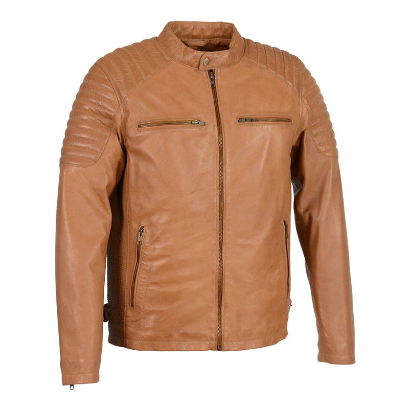 Men's Quilted Saddle Leather Biker Fashion Jacket