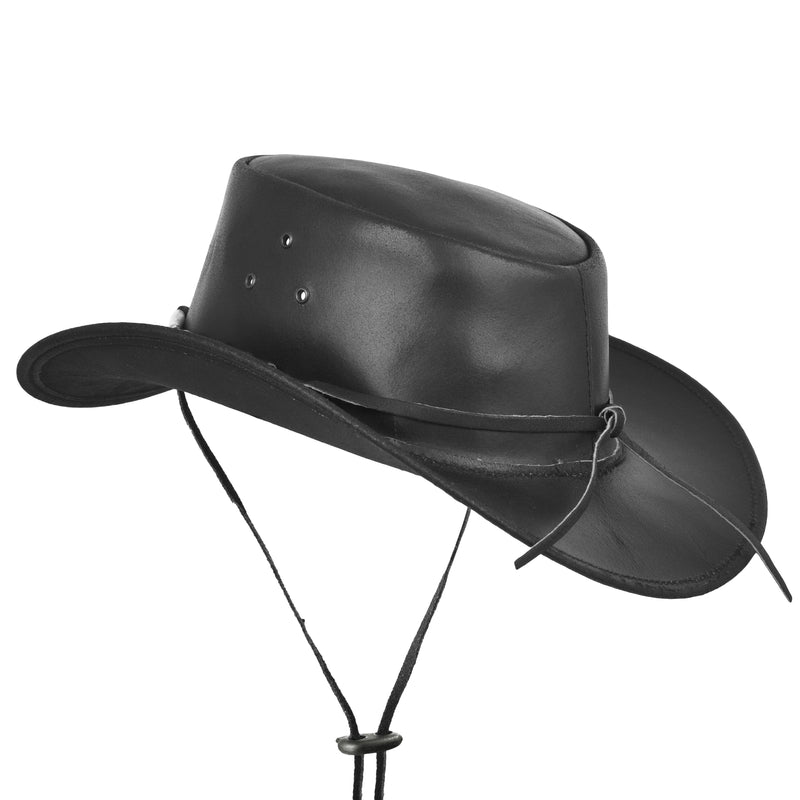 Black Leather Cowboy Native American Hat w/ Beaded Hat Band