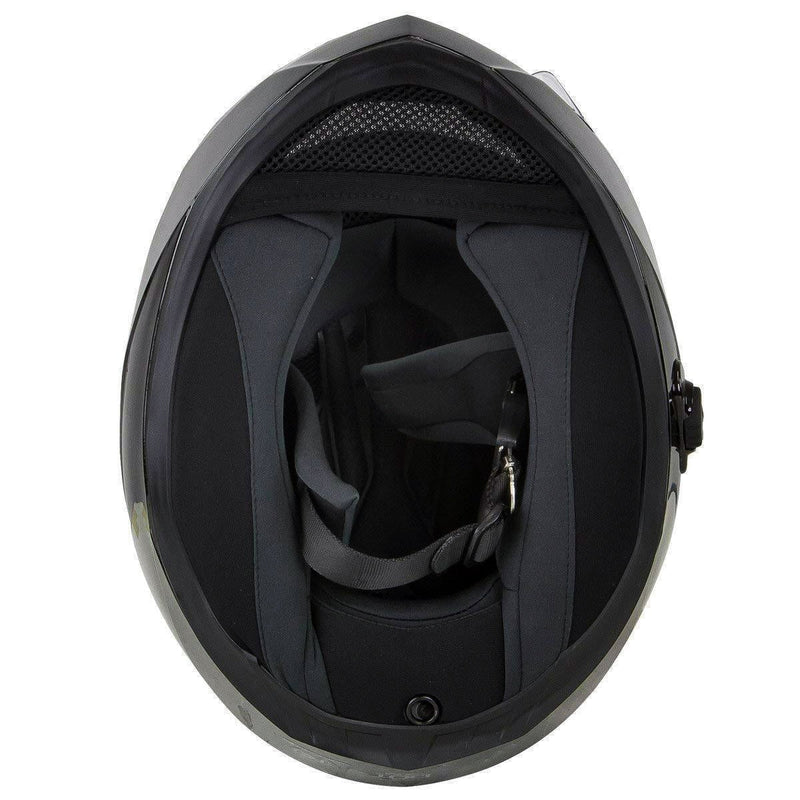 Gloss Black Full Face Motorcycle Helmet w/ Intercom - Built-in Speaker and Microphone for Men / Women