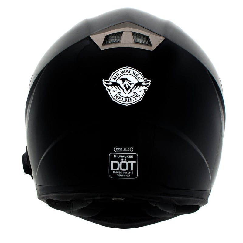 Gloss Black Full Face Motorcycle Helmet w/ Intercom - Built-in Speaker and Microphone for Men / Women