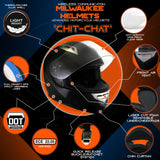 Gloss Black Full Face Motorcycle Helmet w/ Intercom - Built-in Speaker and Microphone for Men / Women