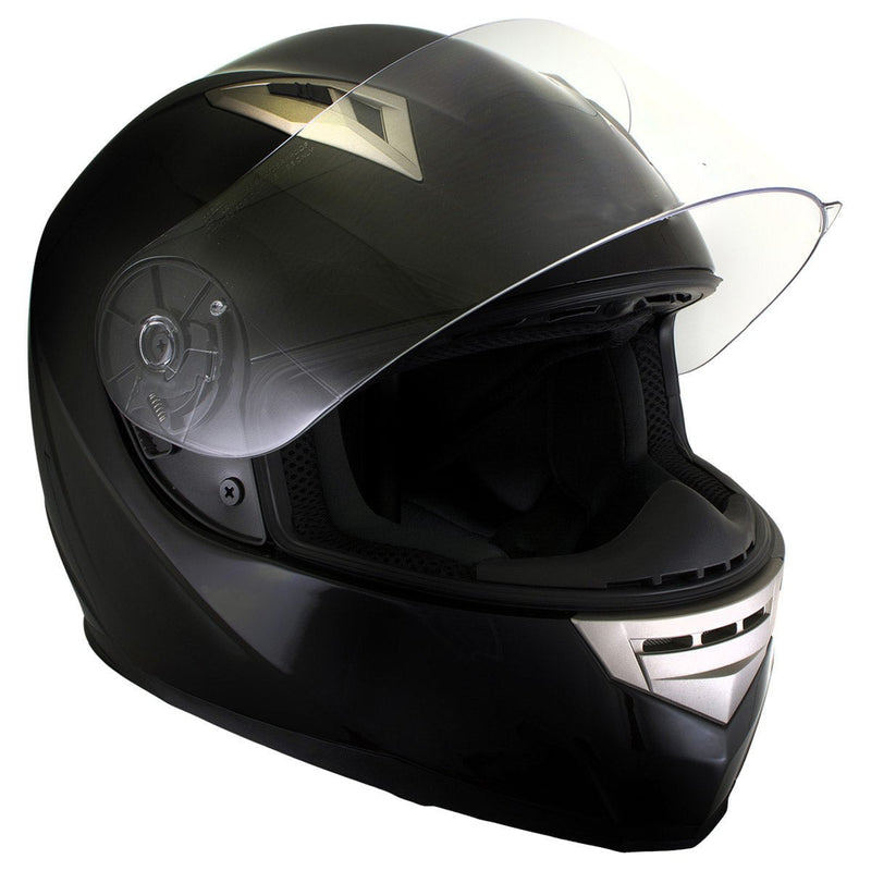 Gloss Black Full Face Motorcycle Helmet w/ Intercom - Built-in Speaker and Microphone for Men / Women