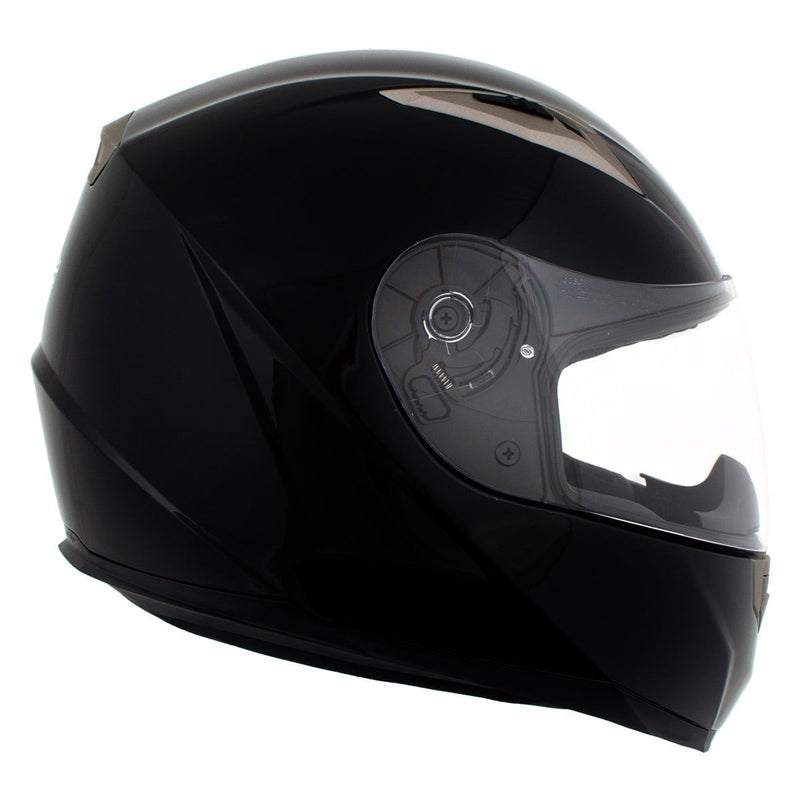 Gloss Black Full Face Motorcycle Helmet w/ Intercom - Built-in Speaker and Microphone for Men / Women