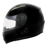 Gloss Black Full Face Motorcycle Helmet w/ Intercom - Built-in Speaker and Microphone for Men / Women