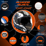 Titanium and Blue Black Full Face Motorcycle Helmet w/ Intercom - Built-in Speaker and Microphone for Men / Women