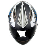 Titanium and Blue Black Full Face Motorcycle Helmet w/ Intercom - Built-in Speaker and Microphone for Men / Women