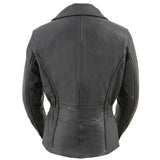 Women's Black Braided Lightweight Leather Biker Jacket