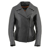 Women's Black Braided Leather RIder's Jacket w/ Studded Back