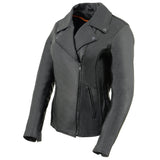 Women's Black Braided Lightweight Leather Biker Jacket