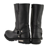 Men's 11 Inch Square Toe Black Motorcycle Harness Boots