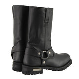Men's 11 Inch Square Toe Black Motorcycle Harness Boots