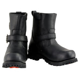 Men's 6-Inch Classic Black Leather Engineer Boots w/ Side Zipper