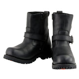 Men's 6-Inch Classic Black Leather Engineer Boots w/ Side Zipper