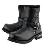 Men's 6-Inch Classic Black Leather Engineer Boots w/ Side Zipper