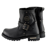 Men's 6-Inch Classic Black Leather Engineer Boots w/ Side Zipper