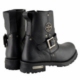 Men's 6-Inch Classic Black Leather Engineer Boots w/ Side Zipper