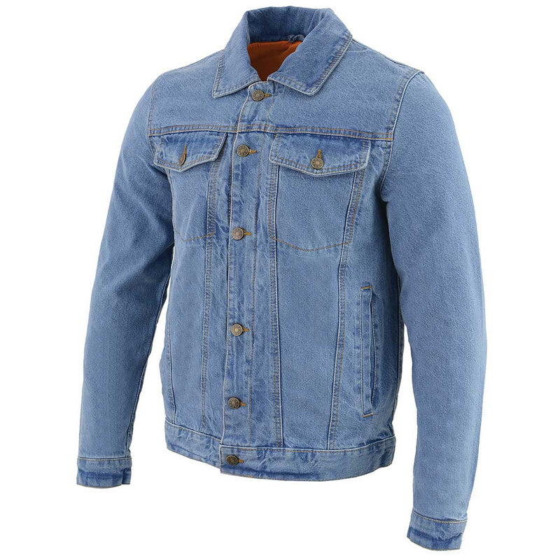 Men's Classic Blue Jean Denim Biker Jacket