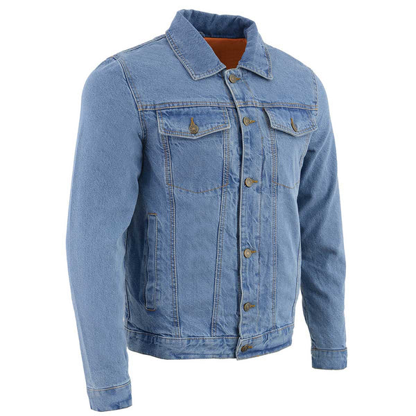 Men's Classic Blue Jean Denim Biker Jacket