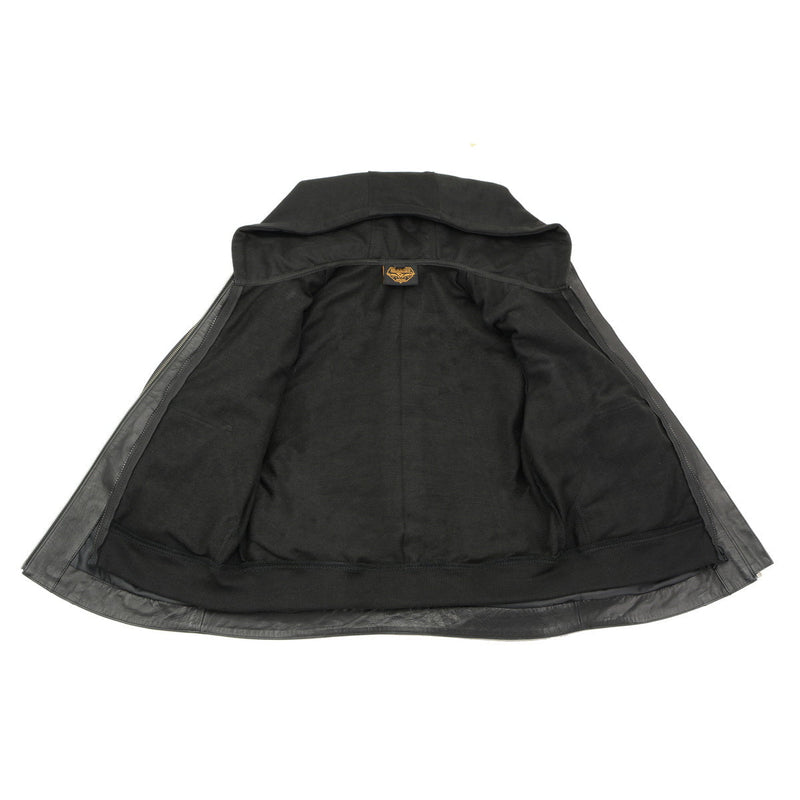 Women's Lightweight Black Leather Jacket w/ Removable Hood