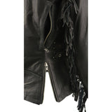 Women's Black Fringed Leather Lightweight Motorcycle Jacket