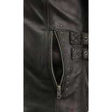 Women's Black Fringed Leather Lightweight Motorcycle Jacket