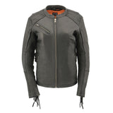 Women's Black Fringed Leather Lightweight Motorcycle Jacket