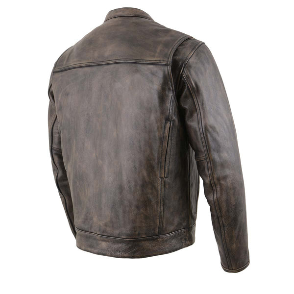 Men's Brown Distressed Leather Motorcycle Rider Jacket