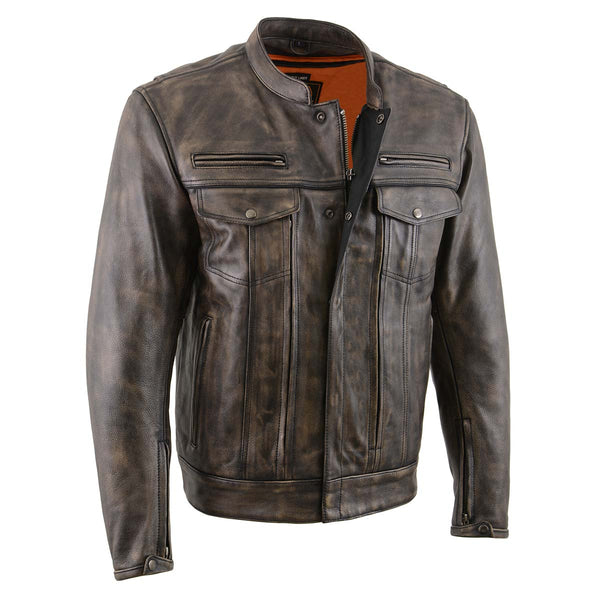 Men's Brown Distressed Leather Motorcycle Rider Jacket