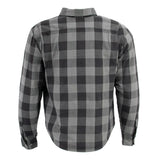 Men's Grey Plaid Motorcycle Flannel w/ CE Approved Armor