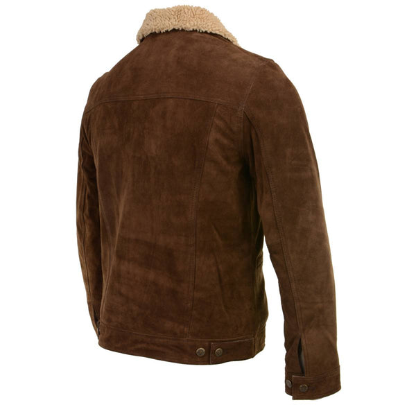 Men's Vintage Suede Leather Coat W/ Shearling Lining