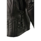 Men's Vented Leather Black Scooter Jacket w/ Side Laces in Tall Sizes