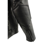 Men's Vented Leather Black Scooter Jacket w/ Side Laces in Tall Sizes