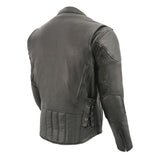 Men's Vented Leather Black Scooter Jacket w/ Side Laces in Tall Sizes