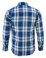 Blue & White Armored Flannel Biker Shirt