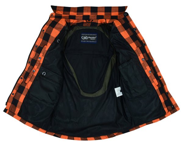 Orange Armored Flannel Biker Shirt