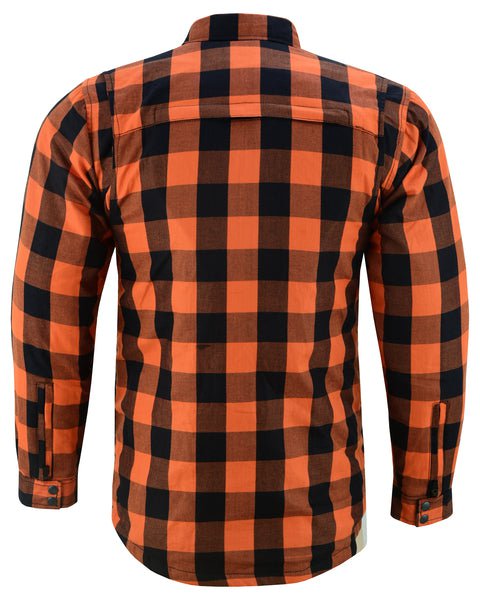 Orange Armored Flannel Biker Shirt