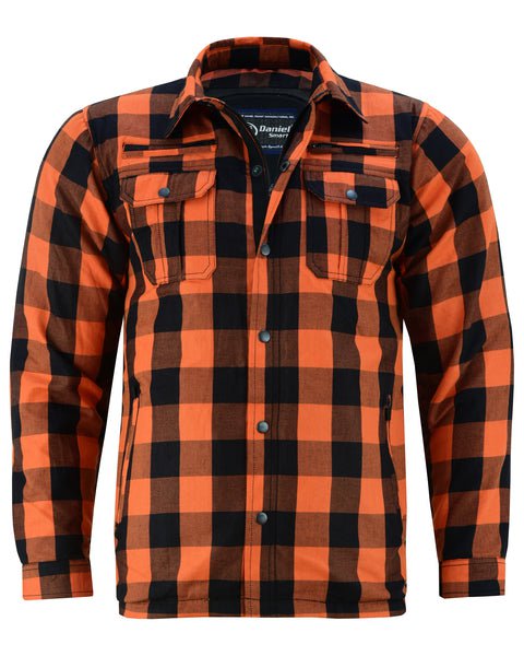 Orange Armored Flannel Biker Shirt