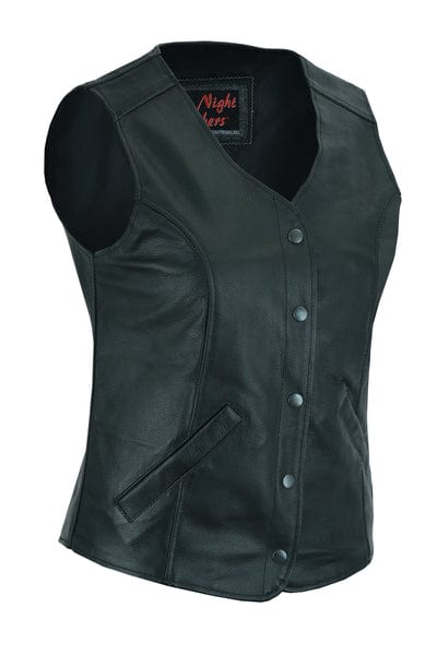 Women's 3/4 Long Body Motorcycle Vest with Plain Sides – MARA Leather